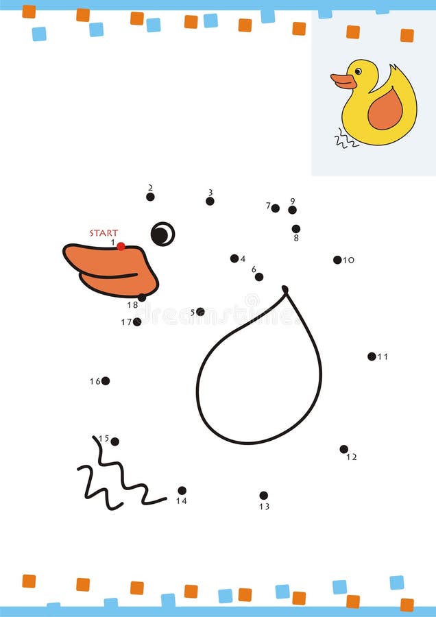 Coloring book dot to dot. The duck royalty free illustration