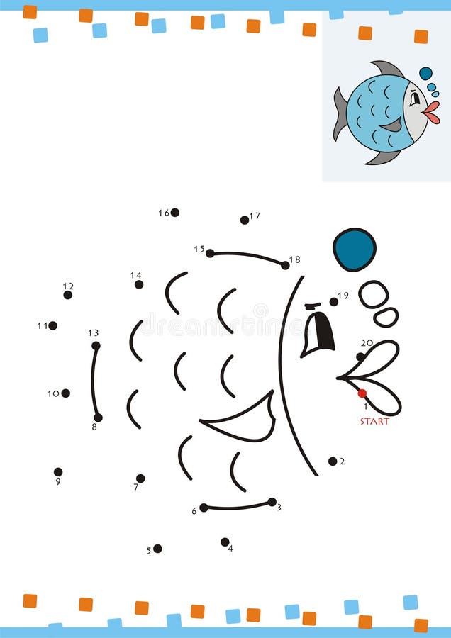 Coloring book dot to dot. The fish royalty free illustration