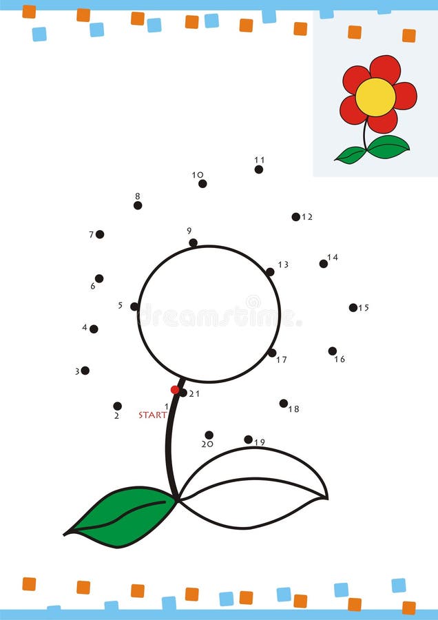Coloring book dot to dot. The flower stock illustration