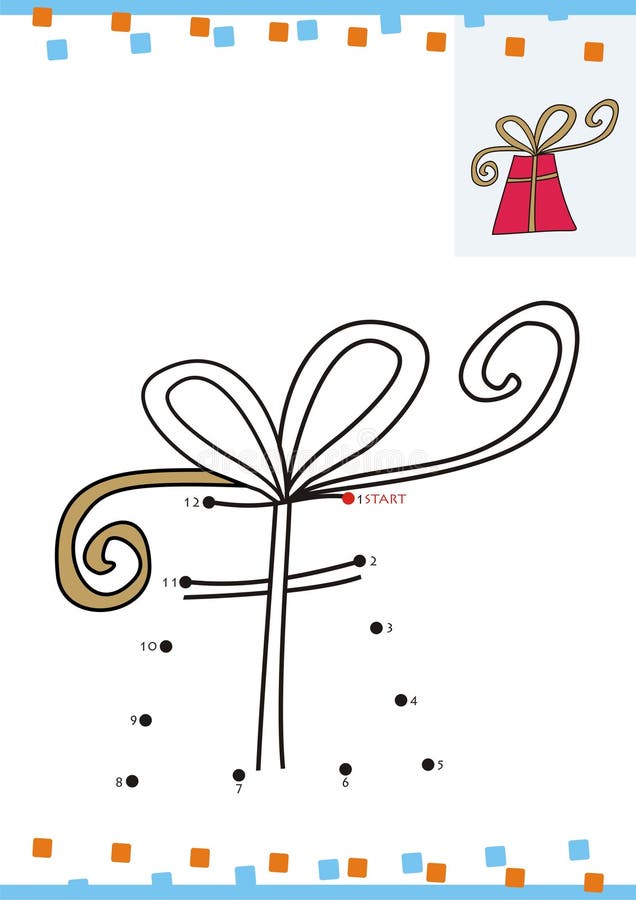 Coloring book dot to dot. The gift stock illustration