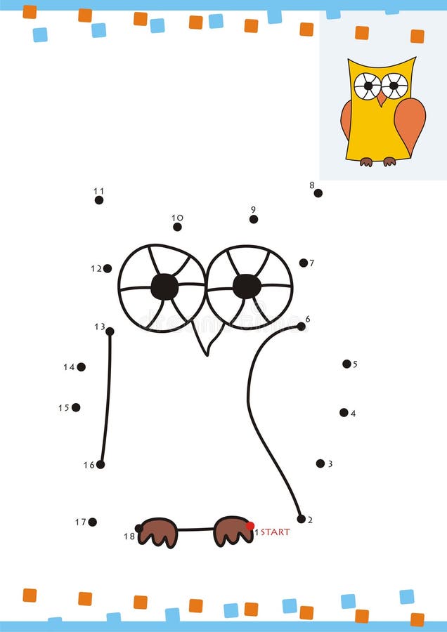 Coloring book dot to dot. The owl vector illustration