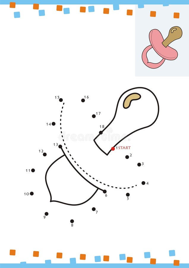 Coloring book dot to dot. The pacifier stock illustration