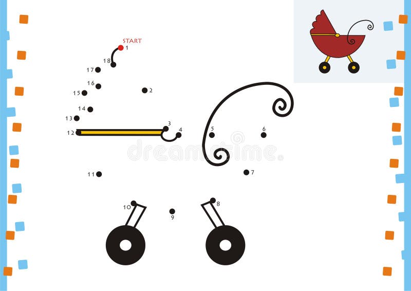 Coloring book dot to dot. The stroller royalty free illustration