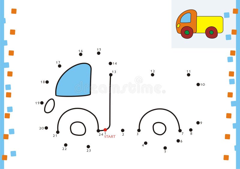 Coloring book dot to dot. The truck stock illustration
