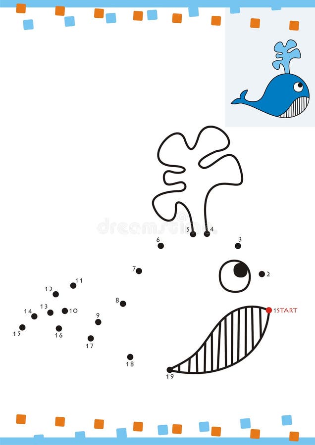Coloring book dot to dot. The whale royalty free illustration