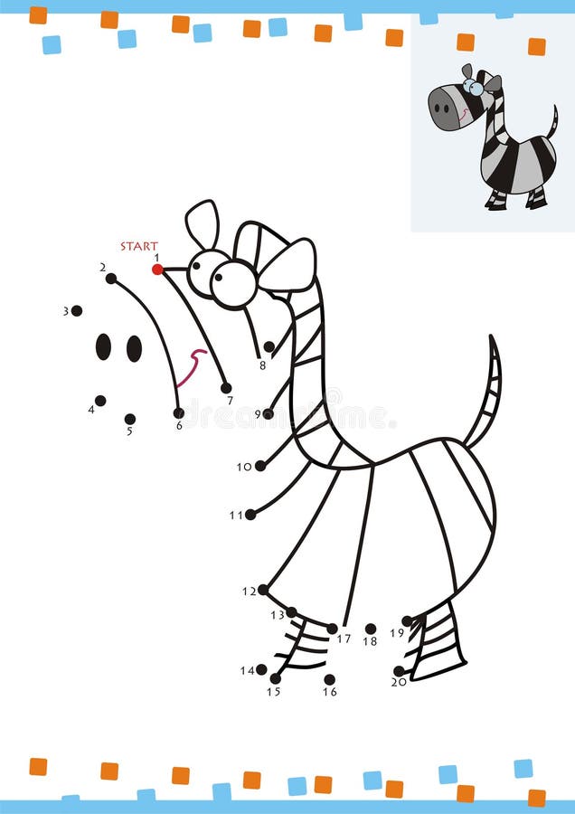 Coloring book dot to dot. The zebra royalty free illustration