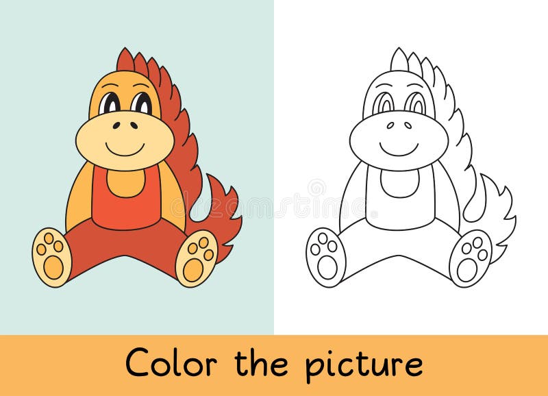 Coloring book. Dragon. Cartoon animall. Kids game. Color picture. Learning by playing. Task for children vector illustration Coloring book. Dragon. Cartoon animall. Kids game. Color picture. Learning by playing. Task for children vector illustration