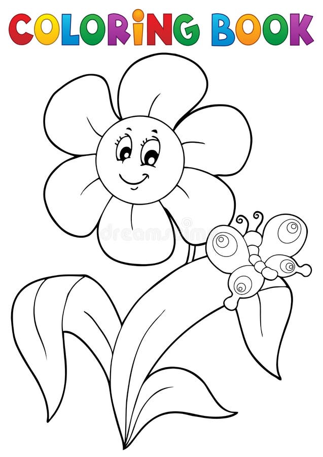 Coloring book flower topic 4 vector illustration