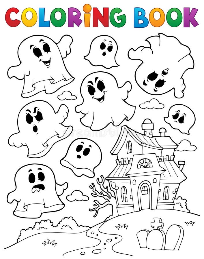 Coloring Book Ghost Theme 2 Stock Vector Illustration of book
