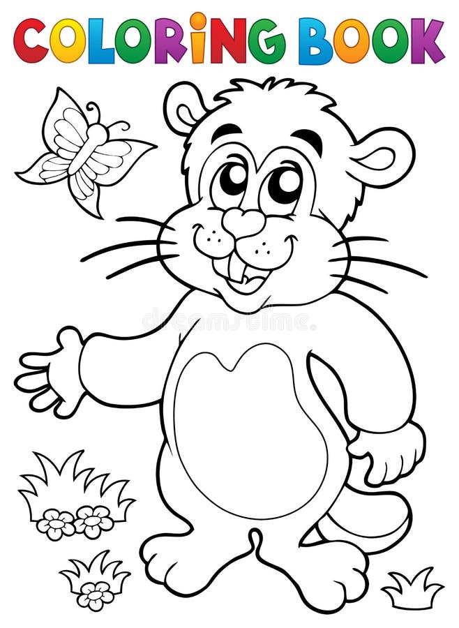 Coloring book groundhog theme image 1