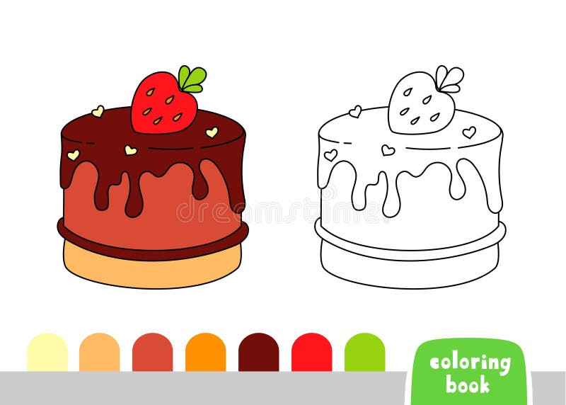 Coloring Book for Kids Cake Page for Books Magazines Vector