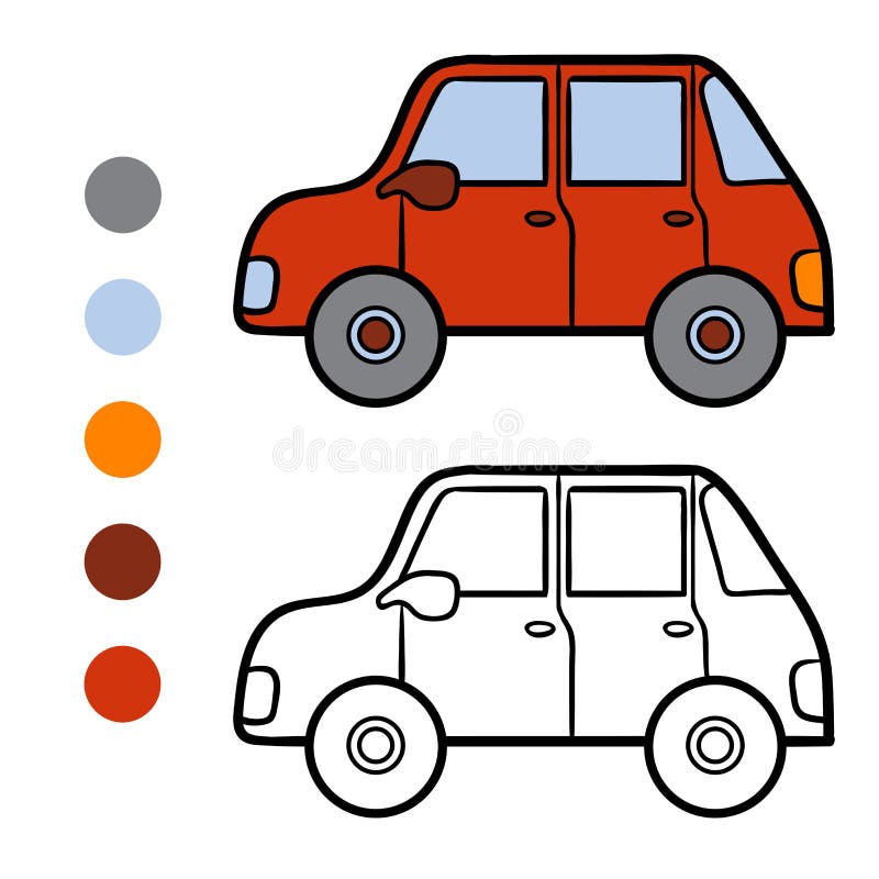 Coloring Book for Kids, Car Stock Vector Illustration of kindergarten