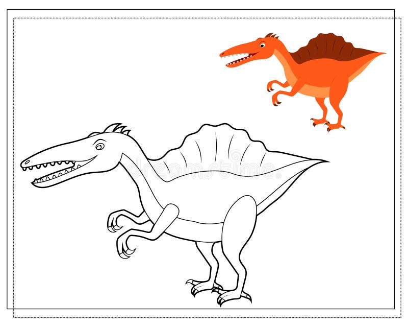 Coloring book for kids, cute cartoon dinosaur . Vector stock illustration