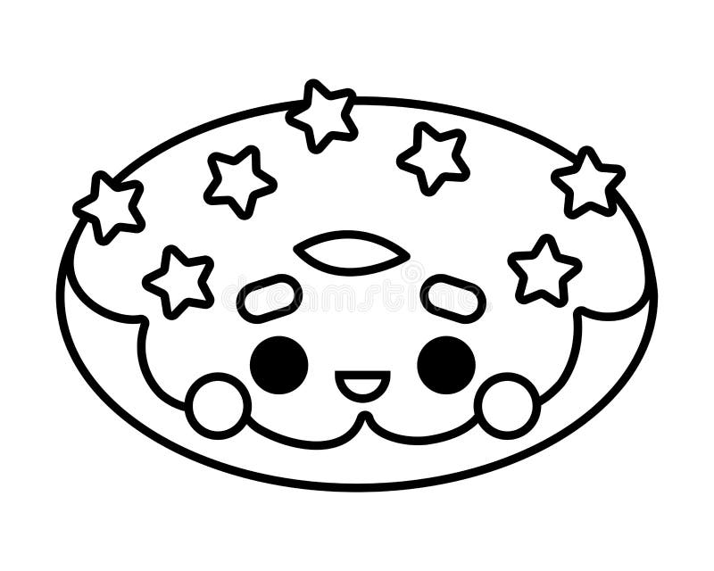 Coloring Book for Kids, Donut with a Cute Face Stock Vector - Illustration of delicious ...
