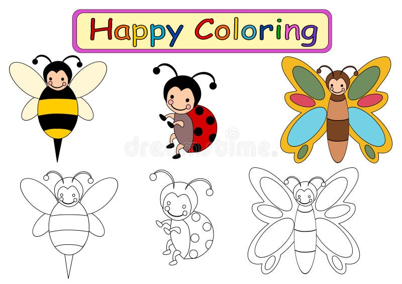 Coloring Insects Kids Stock Illustrations 202 Coloring Insects