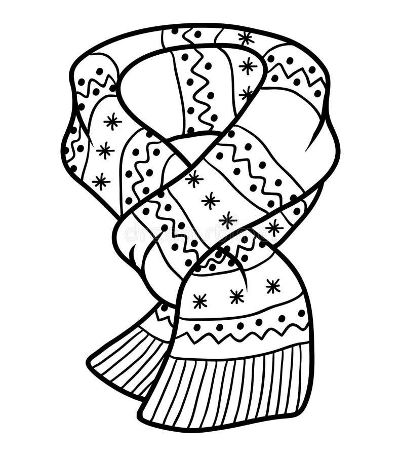 coloring-book-for-kids-scarf-with-geometric-pattern-stock-vector