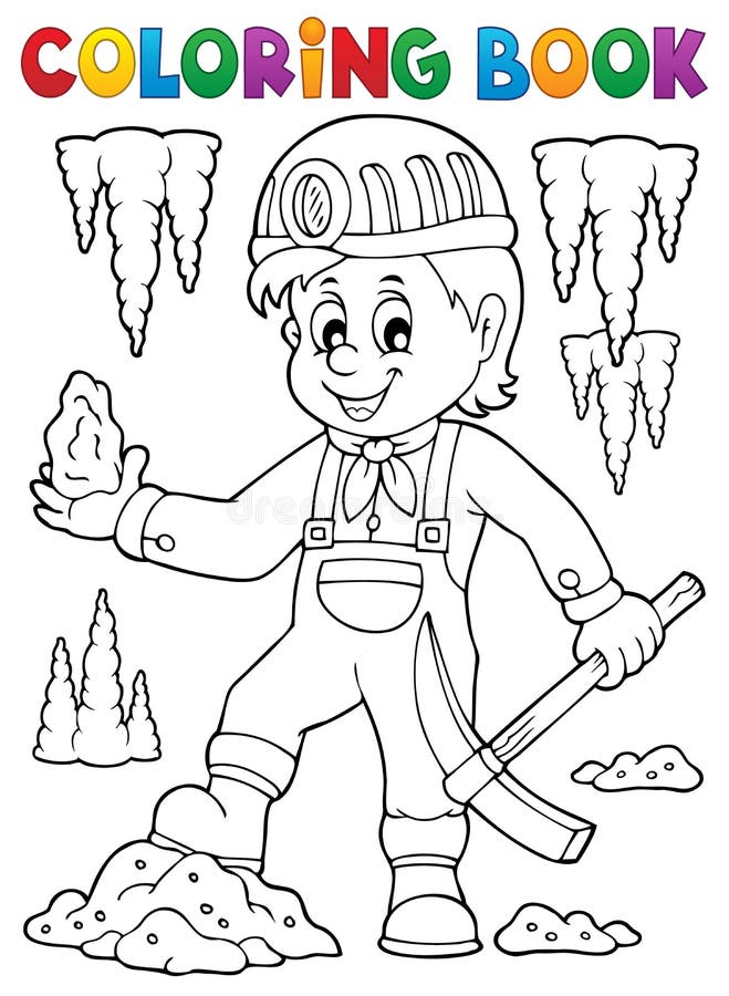 Download Coloring Book Miner Theme Image 1 Stock Vector - Illustration of draw, holding: 114039587