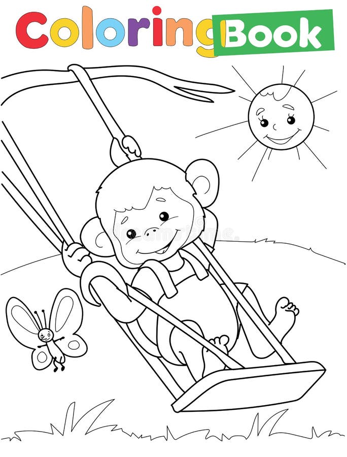 Coloring Book Monkey Theme 2. Vector Illustration Stock Vector ...