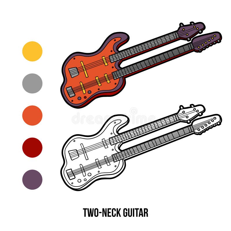 Coloring book: musical instruments (two-neck guitar