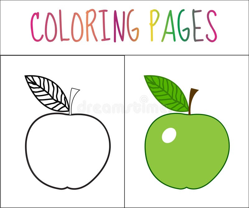 Coloring Book Page Apple Sketch Color Version Download Kids