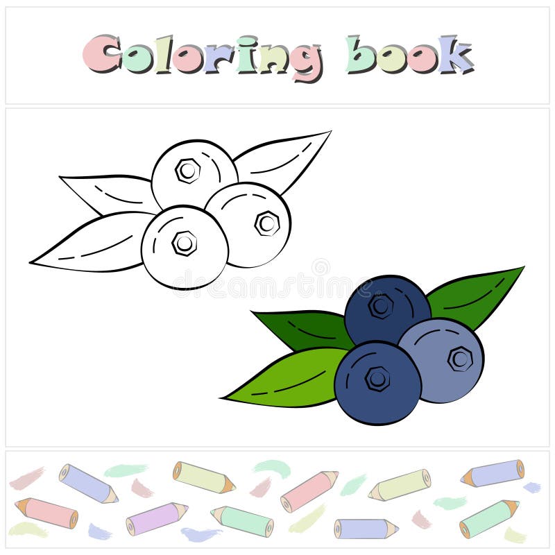 Blueberry coloring page vector folha de trabalho educacional