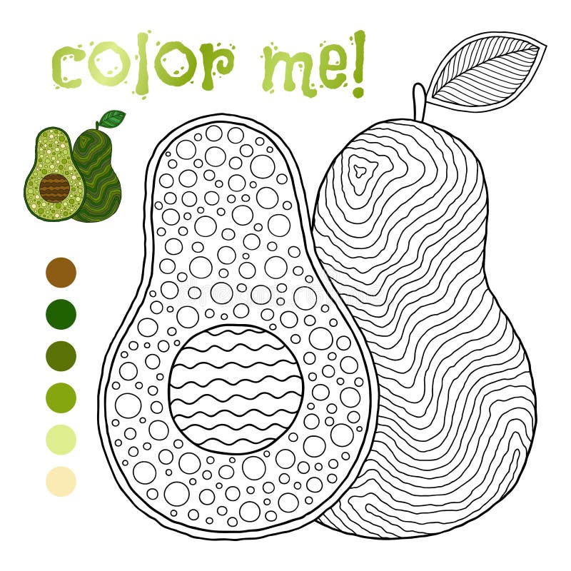 Download Coloring Book Page For Children With Outlines Of Avocado ...