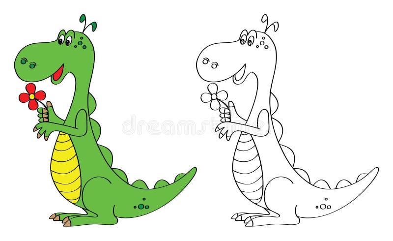 Coloring book page for kids: dinosaur