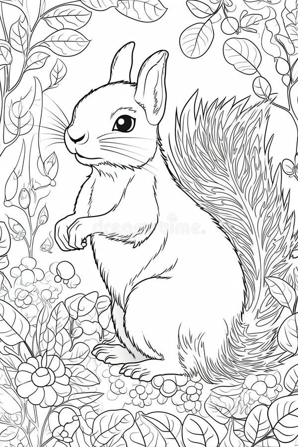 Adorable Squirrel Adult Coloring Page Stock Illustrations 44 Adorable