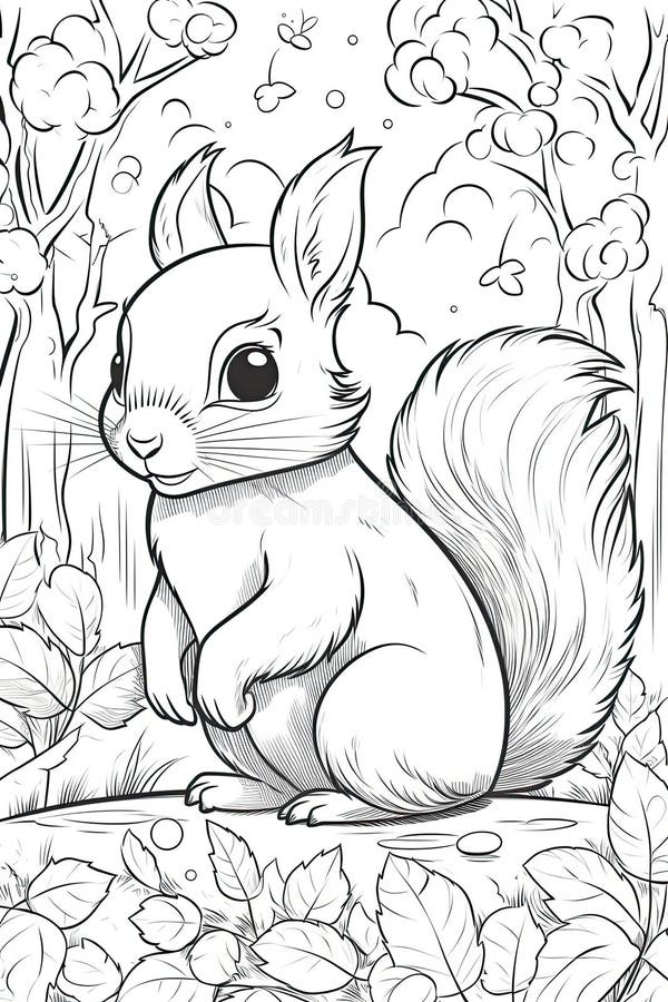 Adorable Squirrel Adult Coloring Page Stock Illustrations 44 Adorable