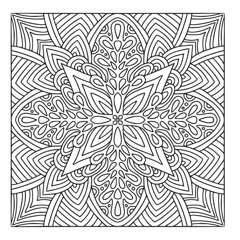 Coloring Book Page. Modern Linear Pattern. Black and White Background ...