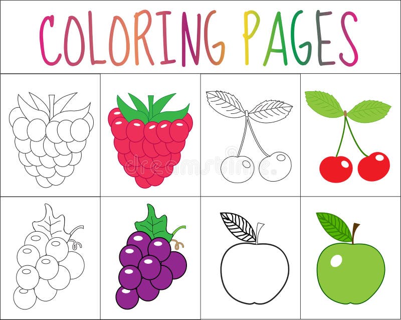 How to Draw Fruit for Kids 🍏🍊🍌🍉🍇🍓Fruit Drawings for Kids | Fruit  Coloring Pages for Kids - YouTube