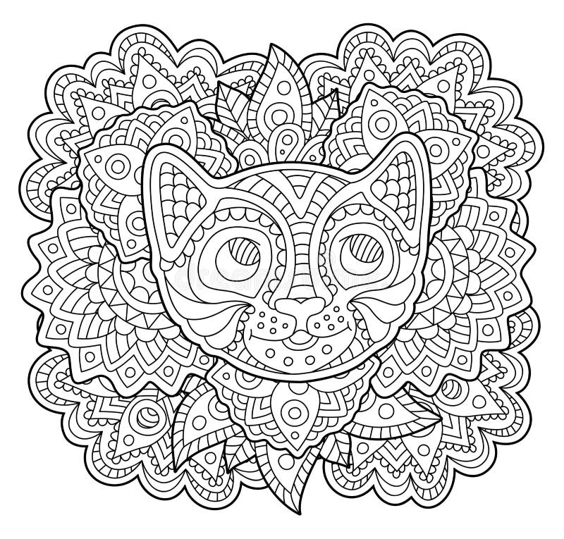 Zentangle Hand drawn cat  stock vector Illustration of 