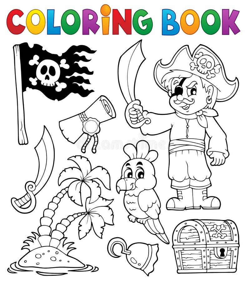 Coloring book pirate thematics 1 stock illustration Coloring book pirate thematics 1 stock illustration
