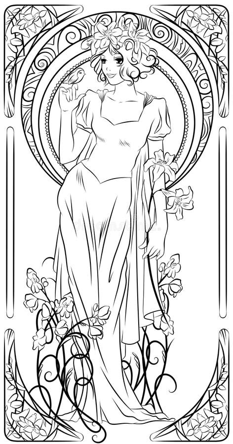 Antistress Coloring Page. Lady Snow White Stock Illustration ...