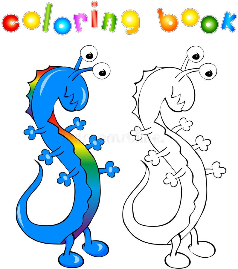 Coloring Book Rainbow Dragon-monster Stock Vector - Illustration of