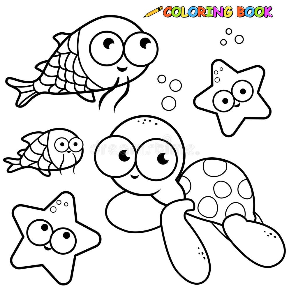 Marine Animals Black White Stock Illustrations – 3,983 Marine Animals