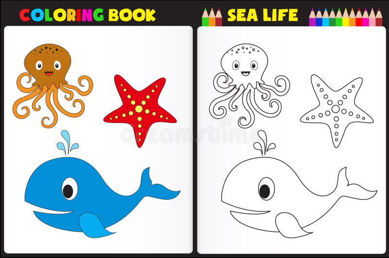 Coloring book sea life