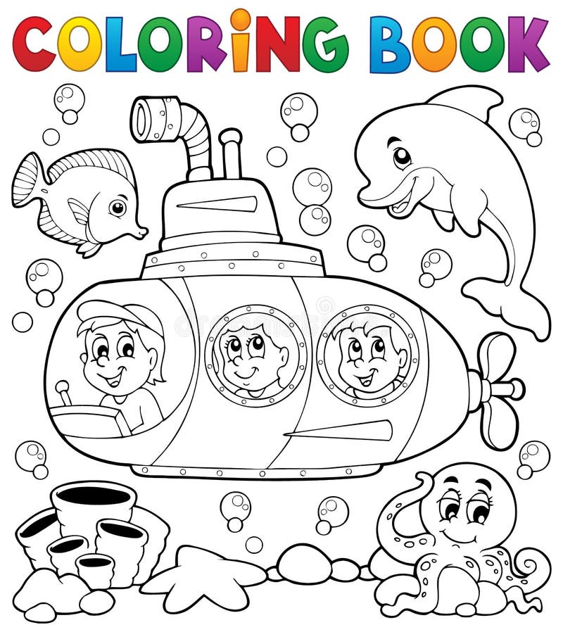 Download Coloring Book Submarine Theme 1 Stock Vector ...