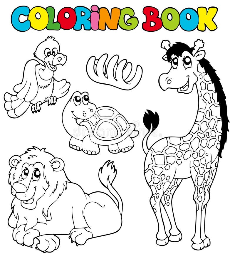 Coloring Book with Tropic Animals 2 Stock Vector - Illustration of layout,  africa: 16231375