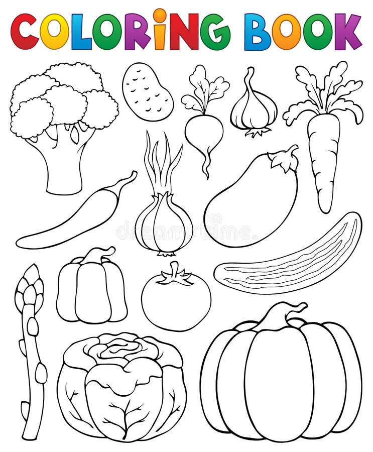 Coloring Book Vegetable Collection 1 Stock Vector - Illustration of