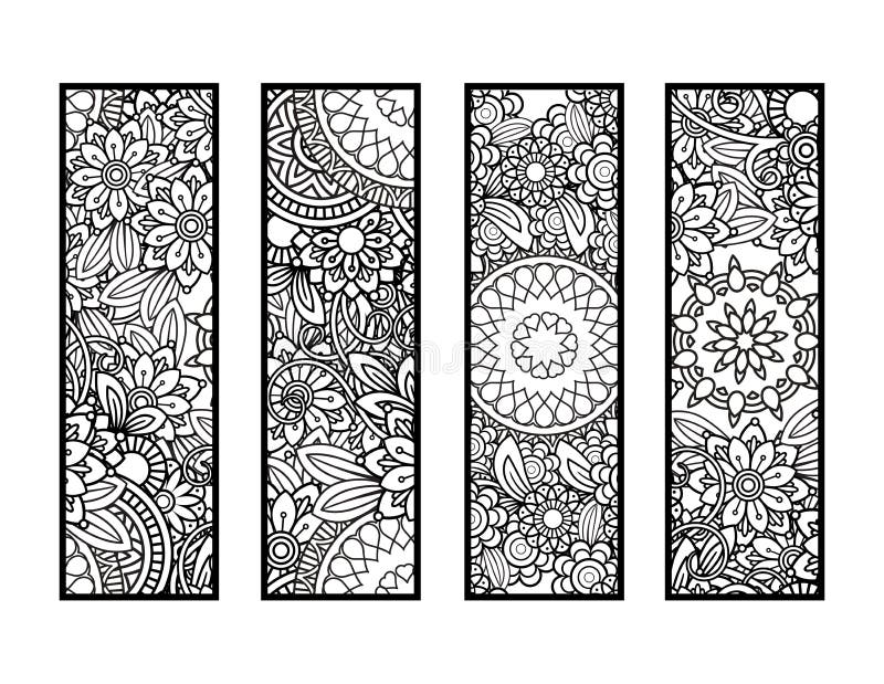 Feather Bookmarks Coloring Page Stock Illustration - Illustration of ...