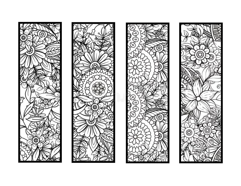 https://thumbs.dreamstime.com/b/coloring-bookmarks-set-four-black-white-doodles-flowers-ornaments-adult-book-vector-illustration-126767477.jpg