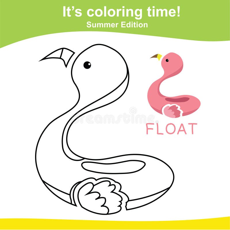 Coloring Flamingo Float Worksheet Page. Educational Printable Coloring