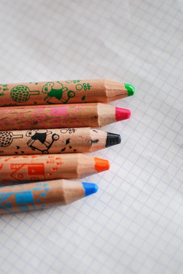 Coloring Crayons on a Piece of Paper Stock Image Image of brown