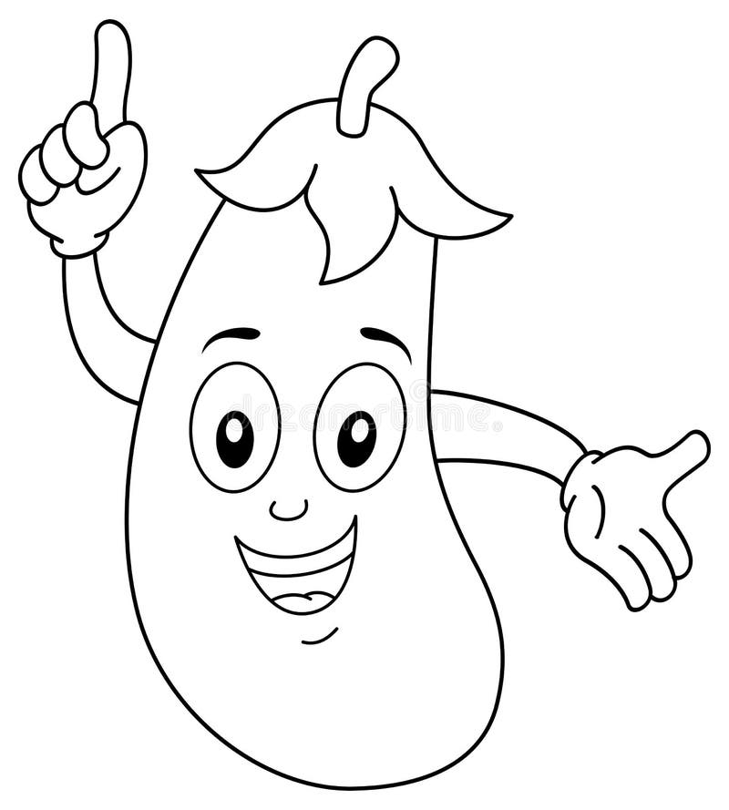 eggplant character cute coloring brinjal drawing cartoon smiling dreamstime banner illustration funny blank source