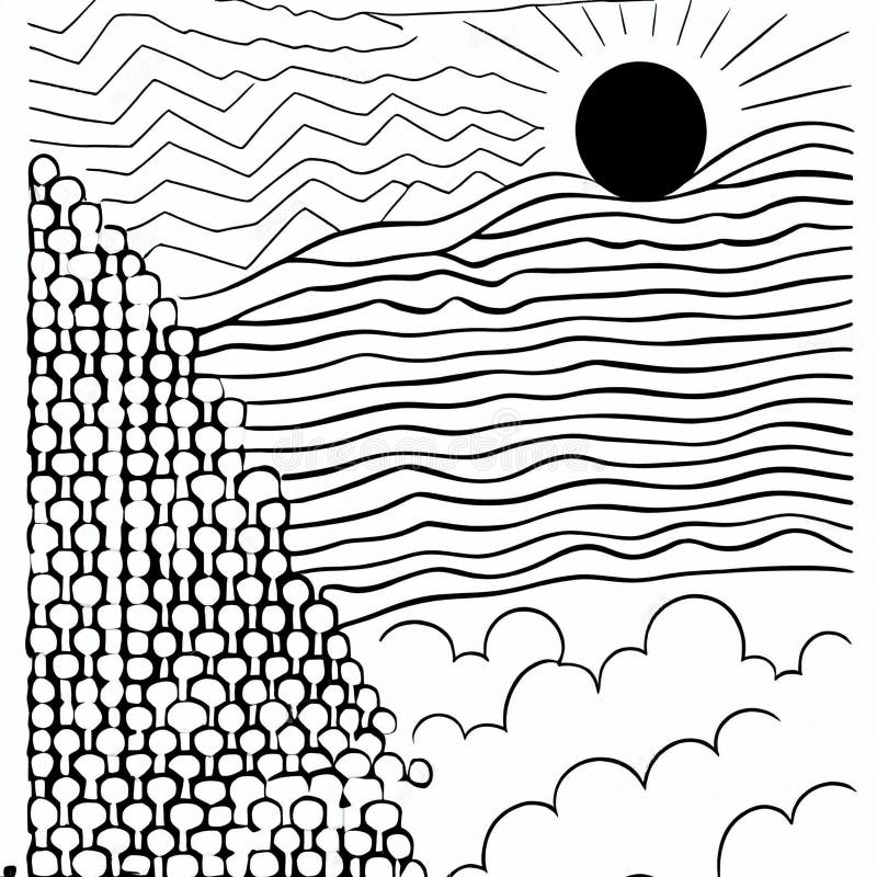 Coloring Doodle and Colorbook, Blank and Color Stock Illustration