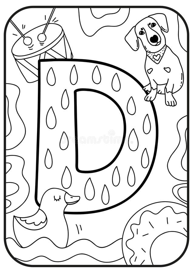 Kids Alphabet Coloring Page Abc - Letter D. Coloring Book Page For Children  In Doodle Style. Hand Drawn Alphabet Letter. Stock Illustration -  Illustration Of Hand, Children: 233383370