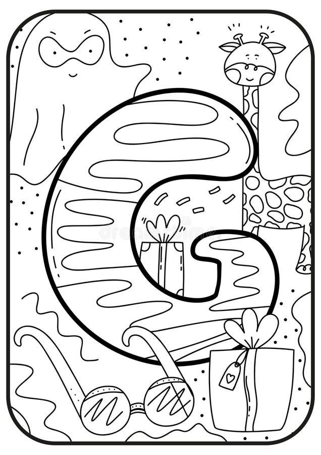 Kids Alphabet Coloring Page ABC - Letter G. Coloring Book Page for Children  in Doodle Style. Hand Drawn Alphabet Letter. Stock Illustration -  Illustration of child, outline: 233383413