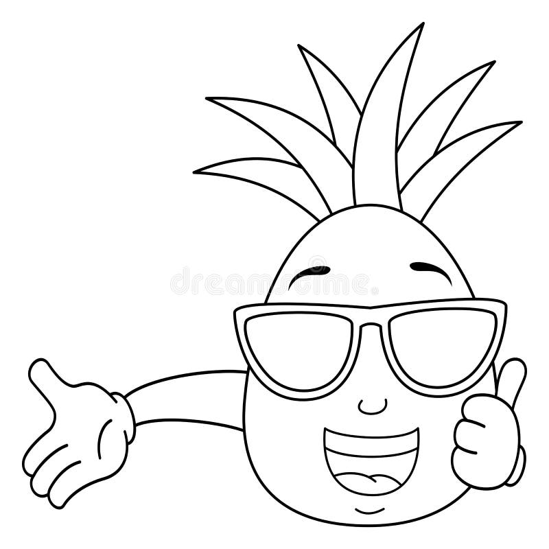 Coloring Happy Summertime Pineapple Stock Vector