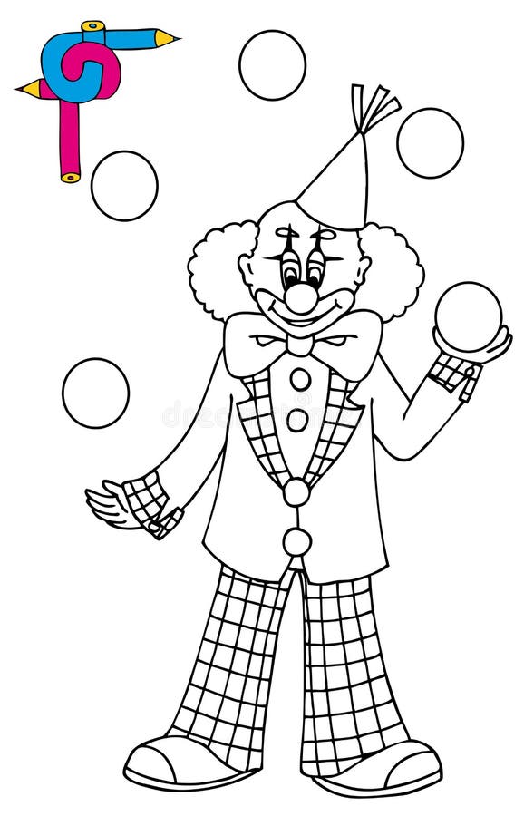 Coloring Book with Funny Clown Stock Vector - Illustration of joker ...